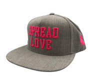 Spread Love Heather Gray & Neon Pink Snapback