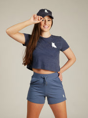 Navy Spread Love Glam Cropped Tee Shirt