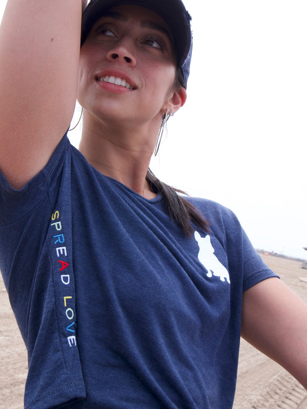Navy Spread Love Glam Cropped Tee Shirt