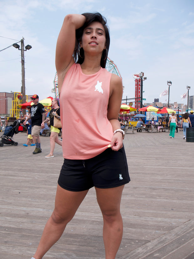 Peach & White Glam Spread Love Muscle Tank
