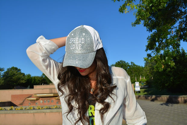 Silver & White Spread Love Glam Pony Hat