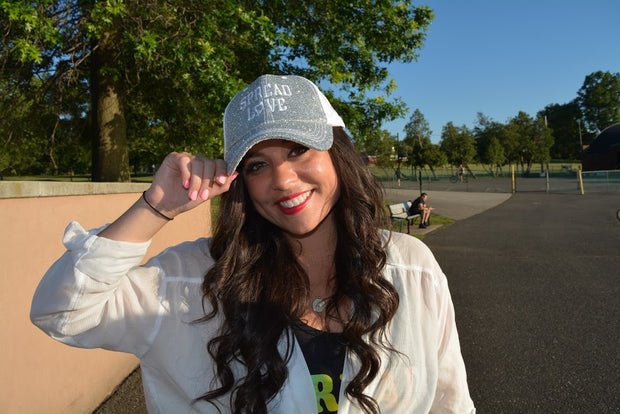 Silver & White Spread Love Glam Pony Hat