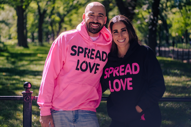 Spread Love Breast Cancer Icon Sweatshirt in Pink