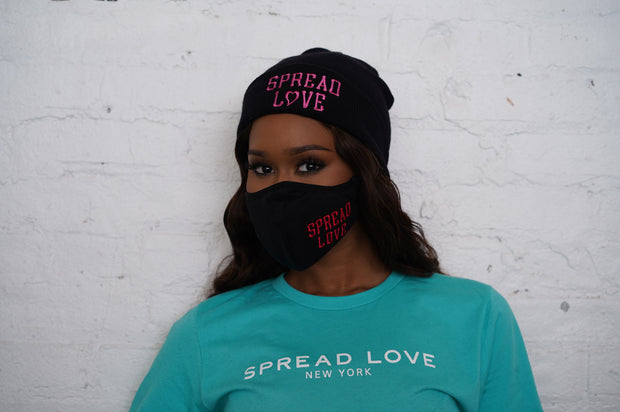 Black & Pink Spread Love Beanie