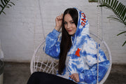 Exclusive Blue Spread Love Tie Dye Hooded Sweatshirt