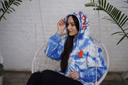 Exclusive Blue Spread Love Tie Dye Hooded Sweatshirt
