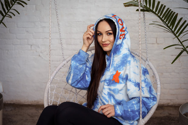 Exclusive Blue Spread Love Tie Dye Hooded Sweatshirt