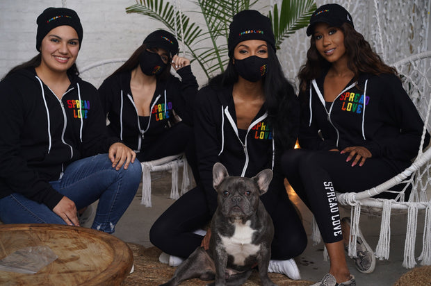 Black Spread Love Rainbow Chenille Zip Up