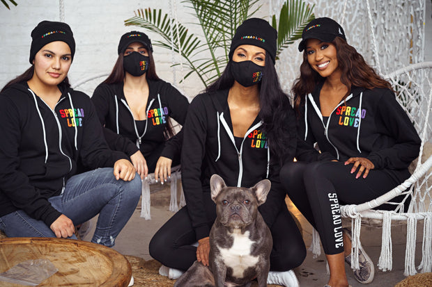 Black Spread Love Rainbow Chenille Zip Up