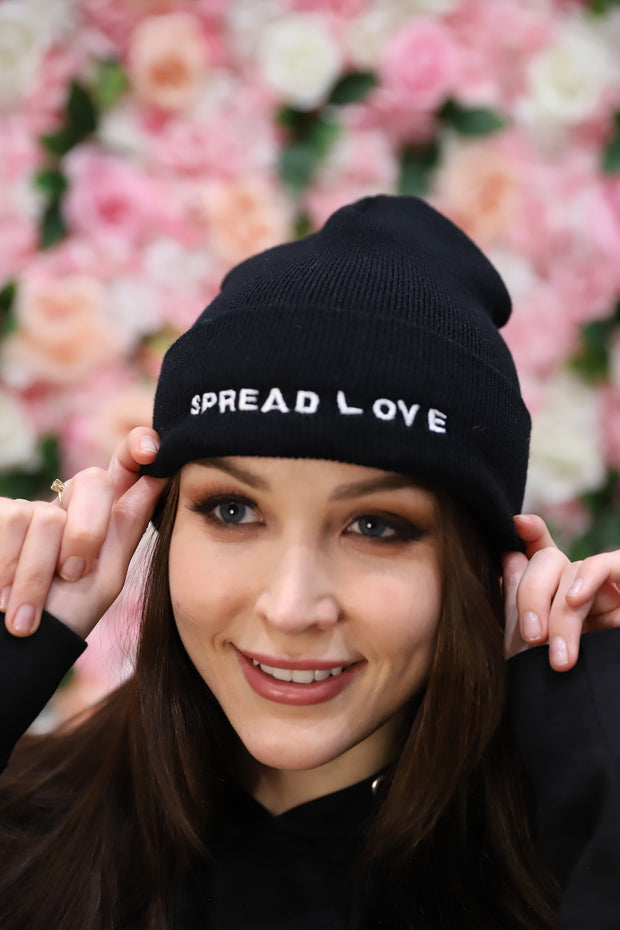 Spread Love Minimalist Beanie in Noir