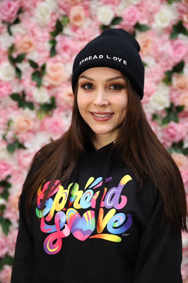Spread Love Minimalist Beanie in Noir