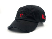 Spread Love Black On Black Red Heart Vintage Dad Cap