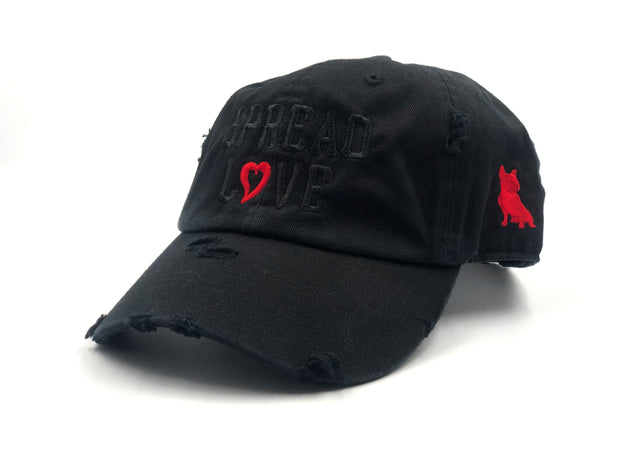 Spread Love Black On Black Red Heart Vintage Dad Cap