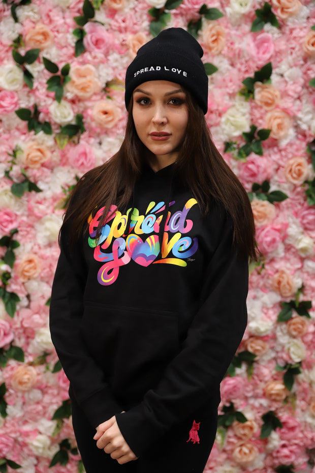 Spread Love Minimalist Beanie in Noir