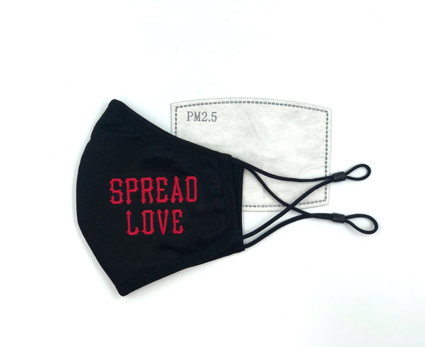 Black & Dark Neon Pink Spread Love Adjustable Face Mask