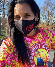 Black & Dark Neon Pink Spread Love Adjustable Face Mask