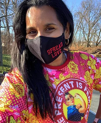Black & Dark Neon Pink Spread Love Adjustable Face Mask