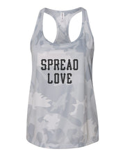 White Camouflage & Black Spread Love Racerback Tank