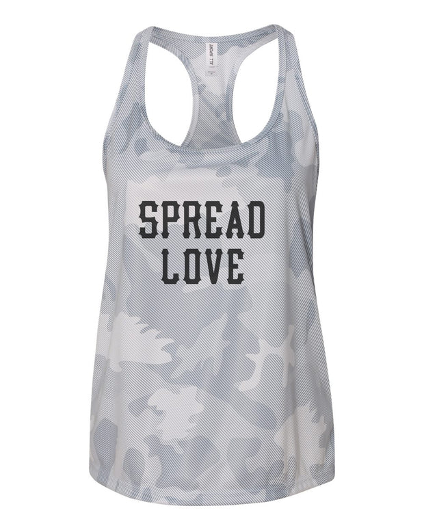 White Camouflage & Black Spread Love Racerback Tank