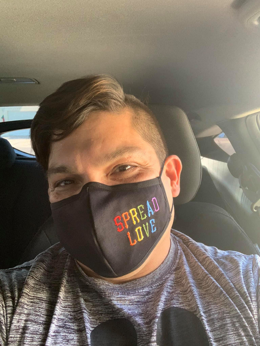 Black & Rainbow Spread Love Adjustable Mask
